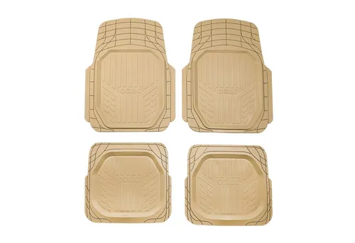 OMAC Auto-Fußmatten für Toyota RAV4, Zuschneidbar, Beige, 4 tlg. - Praktische Gummimatten für den Toyota RAV4, wasserfest und rutschfest. Einfache Installation und leichte Reinigung sorgen für Komfort und Schutz im Fahrzeug.