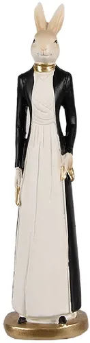 Clayre & Eef 6PR4127 Deko Kaninchen Weiß Schwarz 5x5x20 cm