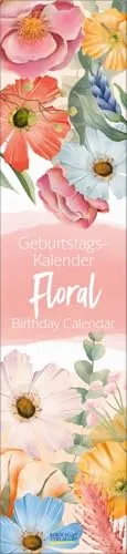 Geburtstags-Langplaner Floral: Immerwährender Geburtstagskalender. Wandkalender im Format 11 x 48 cm.