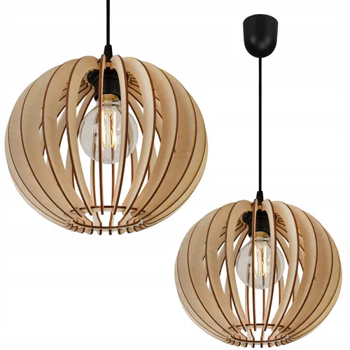 Hängelampe aus Holzsperrholz, Kugelschirm, E27 verstellbar - Lampen: Stilvolle Deckenlampe aus Holzsperrholz mit verstellbarem Kugelschirm für individuelles Lichtdesign in jedem Raum.