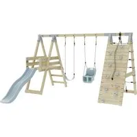 OutdoorToys Klettergerüst - Robustes Klettergerüst aus Holz in Eisblau, ideal für Kinder ab 3 Jahren. Fördert die Motorik und bietet stundenlangen Spielspaß im eigenen Garten.