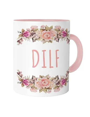 Urban Backwoods DILF Tasse mit Spruch Kaffeetasse in pink von Urban Backwoods