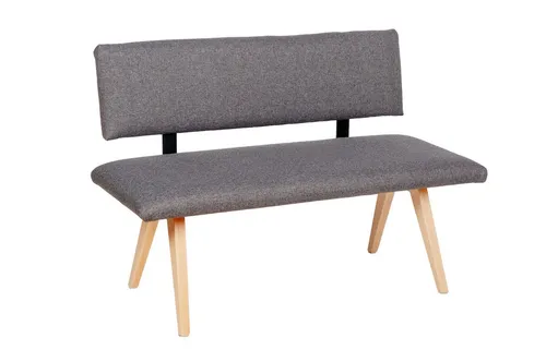 kundler home Sitzbank mit Polster, Esszimmerbank mit Rückenlehne 'Die Natürliche' L125cm, Aus Massivholz Buche