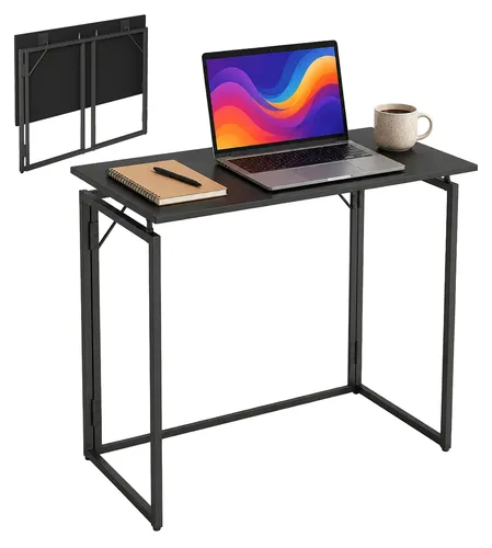 Relaxdays Klappbarer Schreibtisch, Schwarz, HxBxT: 74 x 80 x 40 cm