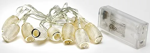 LED-Highlights Deko Draht Lichterkette Micro 10 Netz Kugel silber LED warmweiß 1,85 m Micro Beleuchtung Batterie Drahtlicherkette