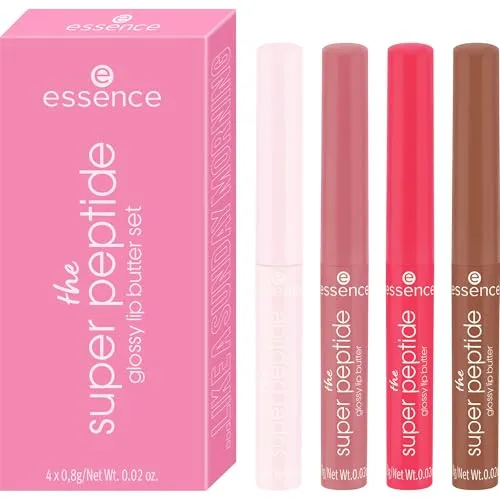 essence the super peptide glossy lip butter set ...LIKE A SUNDAY MORNING, Lippe Set, natürlich, glänzend, schimmernd, acetonfrei, vegan, ohne Mikroplastikpartikel, glutenfrei, 1er Pack (1pcs)
