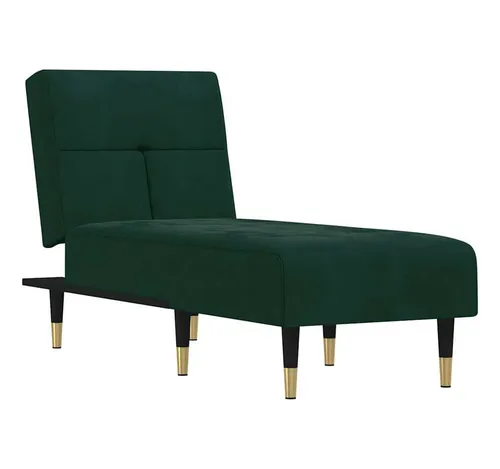 vidaXL Verstellbare Chaiselongue, Dunkelgrün Samt - Multifunktionale Relaxliege mit 3 Positionen, ideal für kleine Räume und als Gästebett. Robuste Metallbeine und gemütlicher Samt für ein modernes Wohnzimmer.