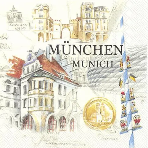 Servietten Stadt München Bayern Deutschland Tischdeko Oktoberfest 33x33cm 20