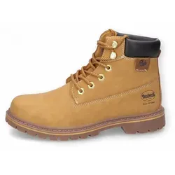 Dockers by Gerli Herren Schnürstiefel in Gelb, Größe 44 - Wanderschuhe mit flachem Absatz und robustem Synthetik-Obermaterial, ideal für Outdoor-Abenteuer und Komfort bei jedem Schritt.