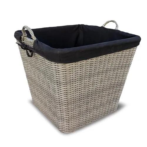 HABAU Feuerholzkorb - Robuster Holzkorb mit waschbarem Stoffeinsatz - Holzkörbe aus extrem robustem Polyethylen mit pulverbeschichtetem Metallrahmen, langlebig und mit waschbarem Stoffeinsatz für einfache Reinigung.