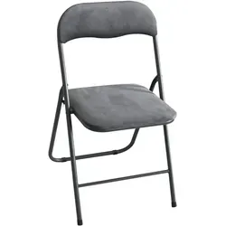 KYNAST Klappstuhl grau Samtbezug gepolstert Metallgestell - Stylischer Klappstuhl mit grauem Samtbezug und gepolstertem Sitz für hohen Komfort. Ideal für Garten, Küche oder Camping. Praktisch und platzsparend.