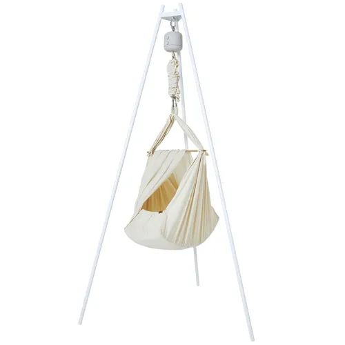 MEMBANTU Federwiege Set Babywiege Motor Natur Ständer Federwiege Komplettset