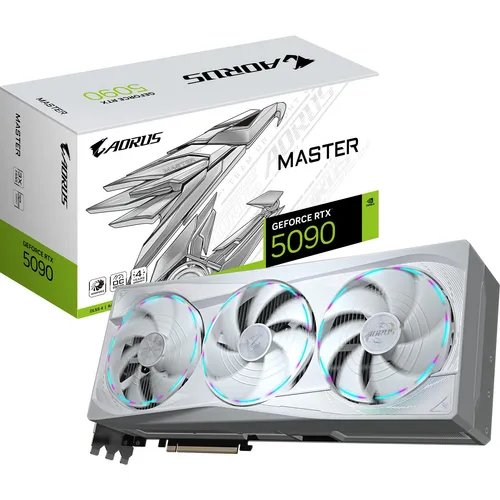 Gigabyte GeForce RTX 5090 AORUS Master Ice 32GB GDDR7 DLSS4 - Steckkarte mit 32GB GDDR7-Speicher, ideal für Gaming und kreative Anwendungen. Das innovative WINDFORCE-Kühlsystem sorgt für optimale Kühlung und Leistung.