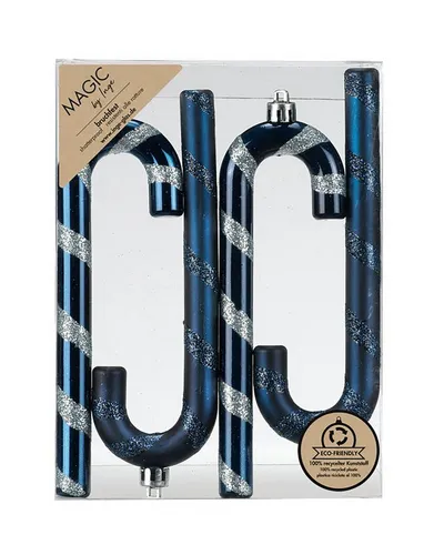 MAGIC by Inge Christbaumschmuck, Christbaumschmuck Zuckerstangen 14cm Kunststoff 4er Set - Night Blue