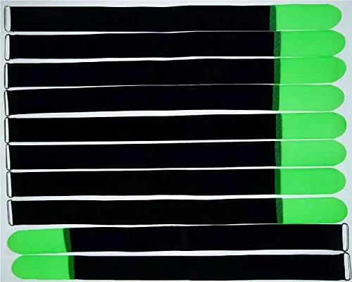 10x 80 cm x 50 mm wiederverschließbare Klett-Kabelbinder NEON GRÜN mit Metall-Öse - Kabel-Klettband 800 mm wiederverwendbar