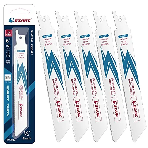 EZARC Säbelsägeblätter R622PT dünn Metall Schneiden 150mm 18TPI （5 Stück）