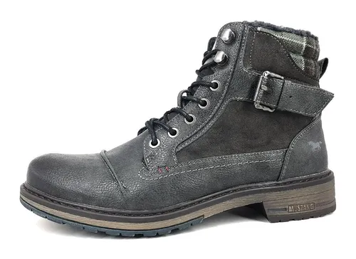 Mustang Herren Stiefelette Schnürboot mit Glencheck Muster - Wanderschuhe mit warmem Futter und stylischem Glencheck Muster für optimalen Tragekomfort und sicheren Halt an kalten Tagen.