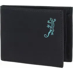 Oxmox Geldbörse New Cryptan Pocketbörse Lizard Print Cyan Black - Kompakte Mini Geldbörse für unterwegs, mit einzigartigem Siebdruck und handlicher Größe von 10,5 x 8,5 x 1,5 cm - ideal für die Hosentasche.
