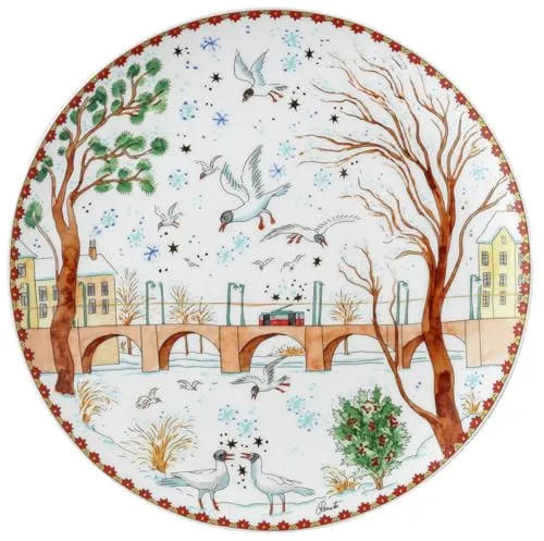 Hutschenreuther Weihnachtsklänge II Teller flach 22 cm - Speiseteller aus hochwertigem Porzellan mit kunstvollen Weihnachtsmotiven, ideal für festliche Anlässe oder als besonderes Geschenk.