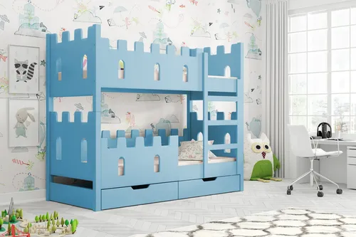 thematys Hochbett Etagenbett Schlossdesign in blau von thematys