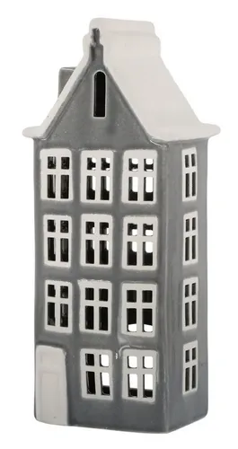 Chic Antique Lichterhaus Teelichthaus - Elegantes Windlicht in Grau, H 25cm - Kerzen & Teelichter - Stilvolles Teelichthaus aus Keramik, verleiht jedem Raum eine gemütliche Atmosphäre.