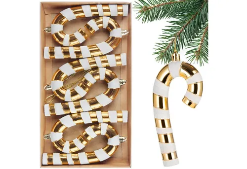 BRUBAKER Christbaumschmuck Baumschmuck Zuckerstangen - 6x Weihnachtsbaumschmuck zum Hängen (6-tlg), 14 cm Glitzer Weihnachtsdeko Anhänger aus bruchsicheren Kunststoff