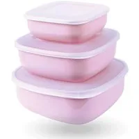 Bestgoodies Vorratsdosen 6er Set Eckig Rosa 2 x 3er