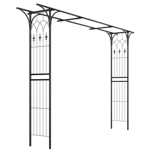 ALEOS XXL Rosenbogen Pergola aus Metall schwarz Modell 5040 - Rosenbögen aus witterungsbeständigem, pulverbeschichtetem Metall, elegantes Design und einfache Montage machen diesen Bogen zur perfekten Rankhilfe für Ihren Garten.