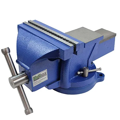 TRUTZHOLM® Schraubstock 200mm – 360° drehbar und massiv - Schraubstock aus schwerem Grauguss mit 200 mm Backenbreite und belastbarem Amboss. Ideal für Werkbänke, bietet 360° Drehbarkeit und hohe Stabilität.