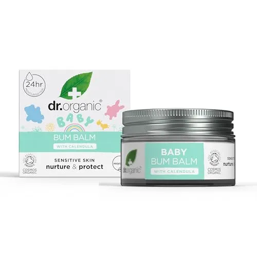 Dr Organic Baby Po-Balsam mit Calendula, Windelausschlag-Creme, Empfindliche Haut, Lanolin, Natürlich, Vegan, Dermatologisch getestet, Tierversuchsfrei, Paraben- & SLS-frei, Zertifiziert Bio, 50ml