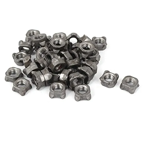 sourcing map Packung mit 40 Schweißmuttern M8 Quadrat UNC grob Kohlenstoffstahl Akkuschrauber Grau