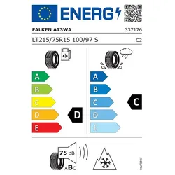 Falken Wildpeak AT AT3WA 215/75 R15 100 S Ganzjahresreifen - Autoreifen mit optimiertem Profildesign für hervorragende Traktion und Bremsleistung auf trockener und nasser Fahrbahn, ideal für Offroad-Einsätze.