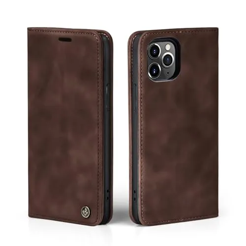 LBH Handyhülle für Apple iPhone 11 Pro in Dunkelbraun mit Karten- und Geldfach Smartphone Hülle mit Standfunktion Flip Case Schutzhülle Magnetverschluss Vintage