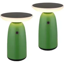 Kabellose Solar Tischlampe 2er Set - Elegante Außenleuchte in Grün - Außenleuchten – Solar Tischlampe im 2er Set mit dimmbarer LED-Beleuchtung und Touchdimmer. Wetterfest mit IP54, ideal für Garten und Balkon. Genießen Sie bis zu 12 Stunden sanftes Licht!