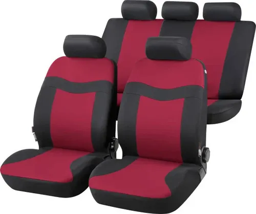 Walser Autositzbezug Rockford rot 11-teilig - Sitzbezüge in auffälligem Rot, 11-teiliges Set aus robustem Polyester, ideal für einen frischen Look im Auto.
