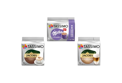 TASSIMO Kaffee T Disc Creamy Collection Milka Cappuccino Classico Latte Macchiato, 684 g, (Packung, 3er Pack)
