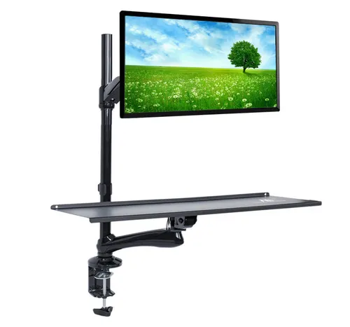 Neigbare & schwenkbare Monitor-Halterung für 13-27 Zoll - Tischhalterung für 1 Monitor, VESA-kompatibel (100x100 mm), ideal für ergonomisches Arbeiten und Platzersparnis am Schreibtisch.