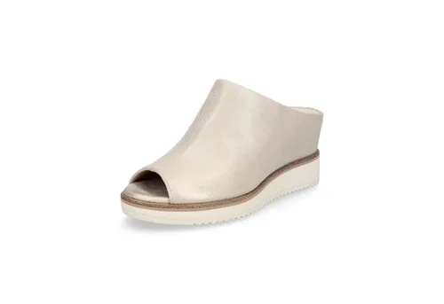 Tamaris Pantoletten Leder Pantolette weiß 39 EU - Stylische Pantoletten in Größe 39, aus hochwertigem Leder mit 5 cm Keilabsatz für optimalen Tragekomfort – ideal für entspannte Sommerlooks.