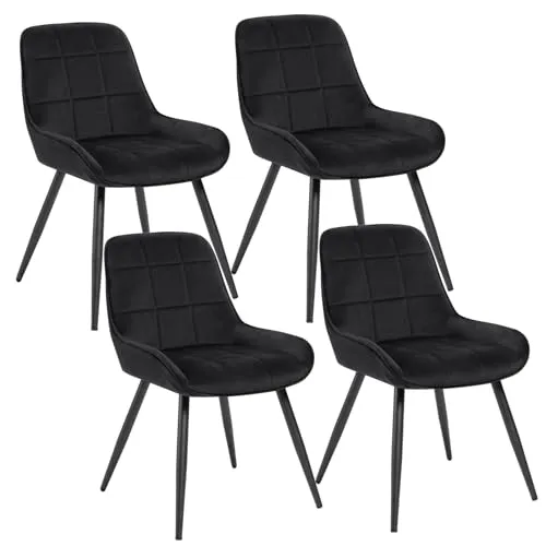 WOLTU Esszimmerstühle 4er Set - Ergonomische Polsterstühle in Schwarz - Esszimmerstühle mit robustem Design und ergonomischer Rückenlehne für hohen Komfort, ideal für Wohnzimmer, Schlafzimmer und Küche.