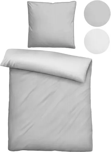 biberna Mako-Satin Bettwäsche 0615211 - Bettwäsche-Set in sturmgrau, 100% Baumwolle, mit feinen Streifen und Satin-Paspel. Hautsympathisch, atmungsaktiv und pflegeleicht, ideal für erholsamen Schlaf.