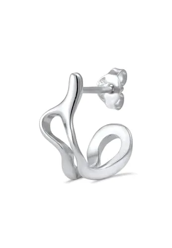 Kuzzoi Herren-Ohrring Ohrstecker Single aus 925 Sterling Silber - Modischer Ohrstecker aus handgefertigtem 925er Sterlingsilber, perfekt für jeden Anlass. Einzigartige Halbcreole mit Durchmesser 15 mm, ideal als Geschenk für Männer.