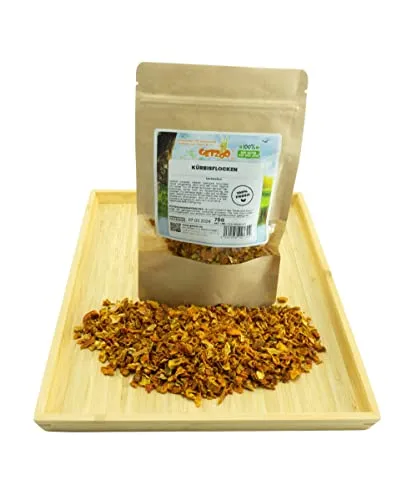 Getzoo Premium Kürbisflocken 75g | Natürliche, Nährstoffreiche Leckerei für Nagetiere | Ballaststoffreich für Verdauung | Ideal für Kaninchen, Meerschweinchen, Hamster