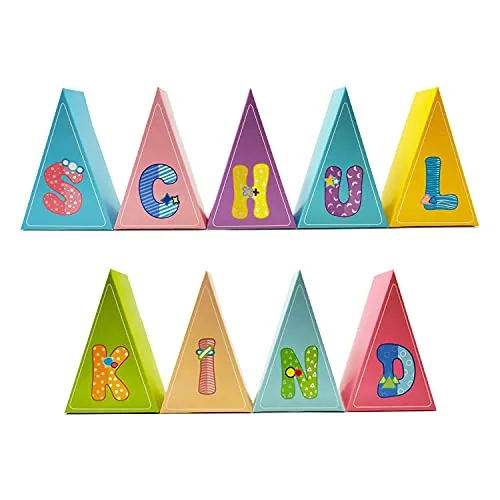 Oblique Unique® Schulkind Deko Schachteln für Schuleinführung Einschulung Schulanfang Tisch Dekoration Tischdeko Schule Jungs Mädchen Mitgebsel Boxen bunt