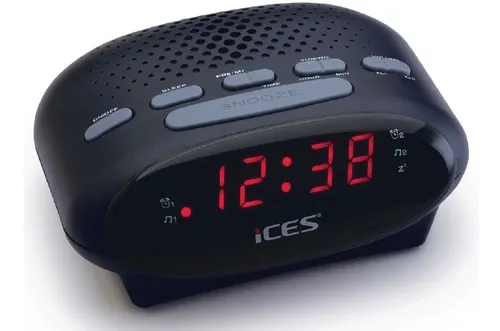 iCES ICR-210 Uhrenradio - Kompakter Radiowecker mit Doppelalarm, PLL FM und großem LED-Display für optimalen Schlafkomfort