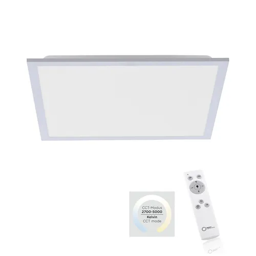 JUST LIGHT FLAT LED Deckenleuchte – Silber 45.50x45.50 cm - Moderne Deckenlampe in Silber mit warmweißem Licht und 2500 lm Helligkeit, ideal für stimmungsvolle Beleuchtung in jedem Raum.