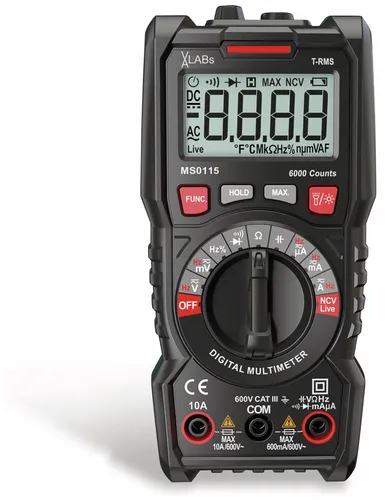 Enovalab Multimeter MS0115 True RMS - Digitales Messgerät mit NCV-Funktion - Multimeter, digital mit True RMS und berührungsloser Spannungsanzeige (NCV). Ideal für präzise Messungen bis 600 V und 10 A. Mit integrierter LED-Beleuchtung für optimale Sichtbarkeit.