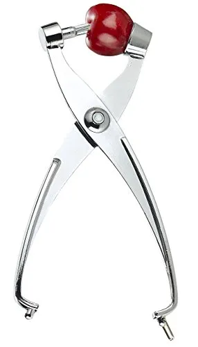 Rosenstein & Söhne Kirschentsteiner: 2in1-Kirschentkerner-Zange & Olivenentkerner aus Vollmetall, verchromt (Olivenentkerner Maschine, Entkerner, Backen)