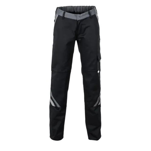 Planam Arbeitshose Highline für Damen, schwarz-grau, Größe 34 - Strapazierfähige Bundhose mit 2 Cargotaschen und flexiblen Knietaschen für Einschubkissen, ideal für jede Arbeitssituation.