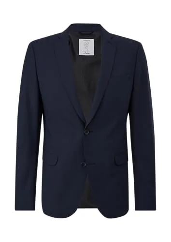 s.Oliver Herren 2149088 Business-Anzug Jacke, 5952 Blau - Elegante Anzugjacke für Herren im Slim Fit, mit Reverskragen und Manschetten, perfekt für professionelle Anlässe.