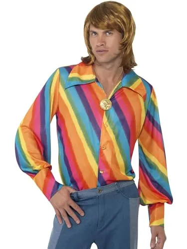 Smiffys 70s Colour Shirt, Rainbow Halloween und Karneval
